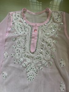 Chikankari Pink Kurti