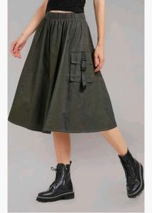 Olive Green Cargo Pocket Skirt