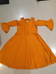 Orange Fit & Flare Dress
