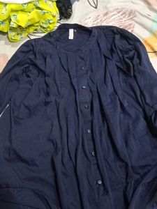 Navy Button-Down Top