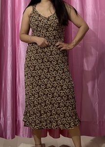 Vintage Print Maxi Dress