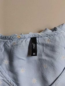 Blue Floral Tie-Up Top