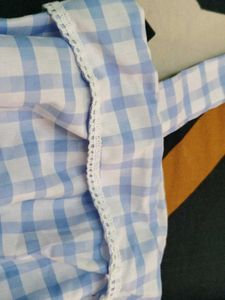 Sky Blue Checked Crop Top