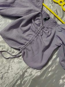Lilac Puff Sleeve Crop Top