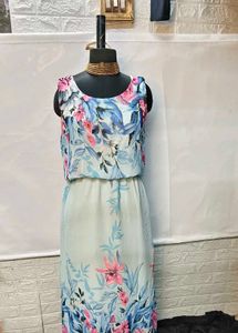 Floral Blue Long Gown/ Maxi Dress