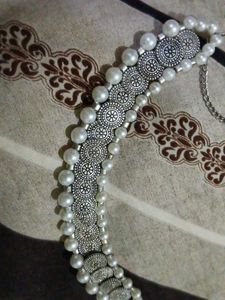 White Pearl Oxidized Necklace