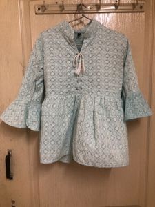 Blue chikankari Top