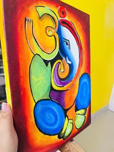 Ganeshji Acrylic Painting On Hard Board Canvas