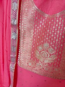 Coral Colour Dress Material