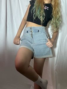 Denim High-Waisted Shorts