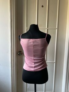 Pink Lace Trim Tank Top