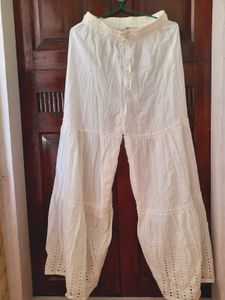 White Mordern Pure Cotton Flared Palazzo