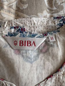 Biba Floral Print Kurti Set With Dupatta
