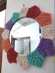 Macrame 15 Inches Colourful Mirror