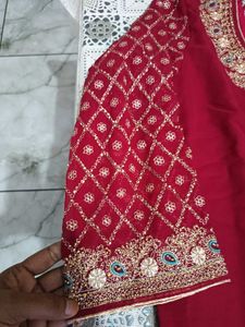 Rani Color Ka Party Wear Suit And Plazo Dupatta