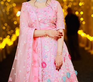 Pink Floral Embellished Lehenga