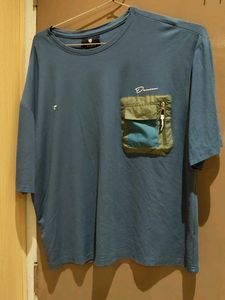 Blue Graphic Pocket oversized T-Shirt