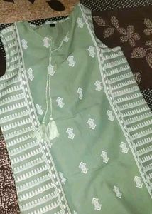 Sleeveless Light Green Kurti For Women 💚