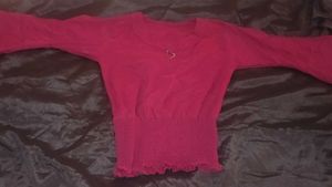 Maroon Long Sleeve Crop Top