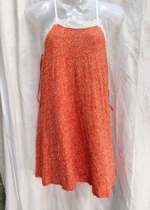 I. Orange Print Mini Dress