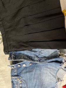 Combo - Black Skater Skirt + Gap Denim Shorts