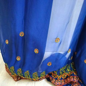 Elegant Blue Embroidered Saree