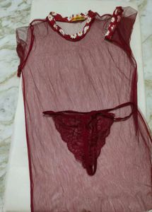 Maroon Sheer Nightsuit
