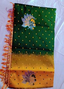 Elegant Green &amp; Gold Saree