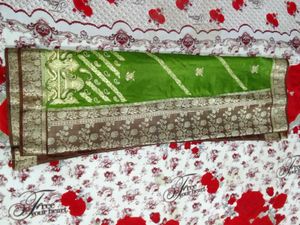 Brown &amp; Green South Silk Saree For Women