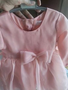 New Peach Full Sleeved Frock For Baby Girl