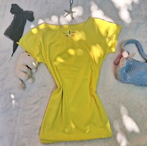 Pribterest Trendy Yellow Graphic fitted top