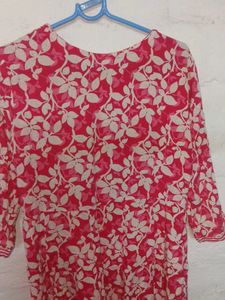 Pink &amp; White Embroidered Cotton Top - XL