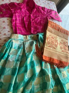 Festive Chaniya With Banarasi Dupatta(no Blowse)