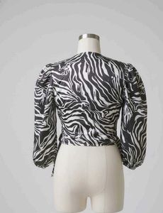Zebra Print Wrap Top