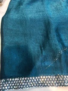 Teal &amp; Silver Sari (Minor Issue)