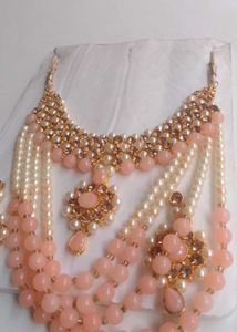 Elegant Peach &amp; Pearl Jewelry Set