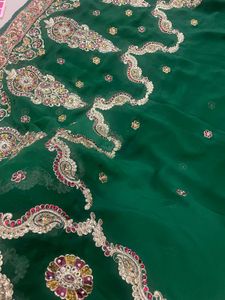Emerald Green Embroidered Fabric
