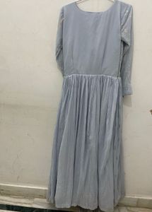 Lavender Ethnic Gown With Dupatta Beautiful Flare