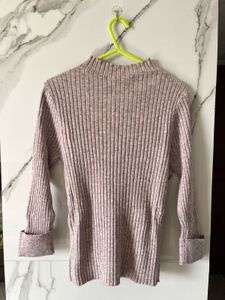Ribbed Knit Mock Neck Top