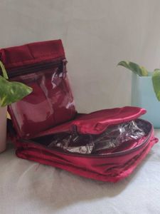 Burgundy Jewelry Travel Organizer Set