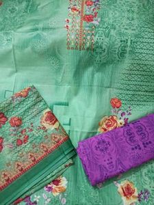Green Floral Dress Material