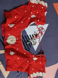 Red Embellished Saree