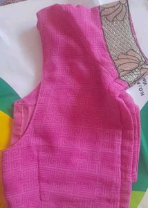 Pink Saree With Thin Border