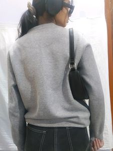 Pinteresty solid grey oversized sweatshirt