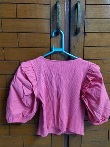 Pink Puff Sleeve Crop Top💗