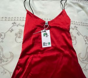Red Satin Newme Dress