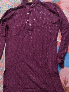 Purple Chikankari Kurta