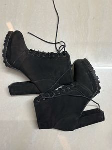 Black Lace Up Ankle Boots