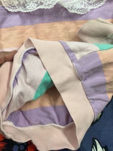 Pastel Striped Lace Collar Sweatshirt