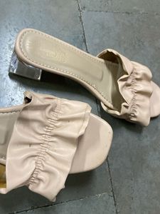 Cute Beige Ruffle Heels